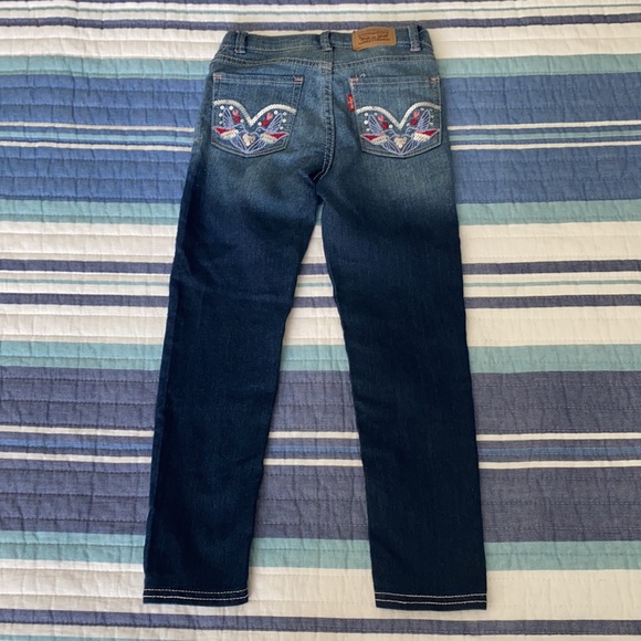 Levi's Girls 710 Super Skinny Blue Jeans Emb Dove Bling Pocket - size 6 - Picture 1 of 7